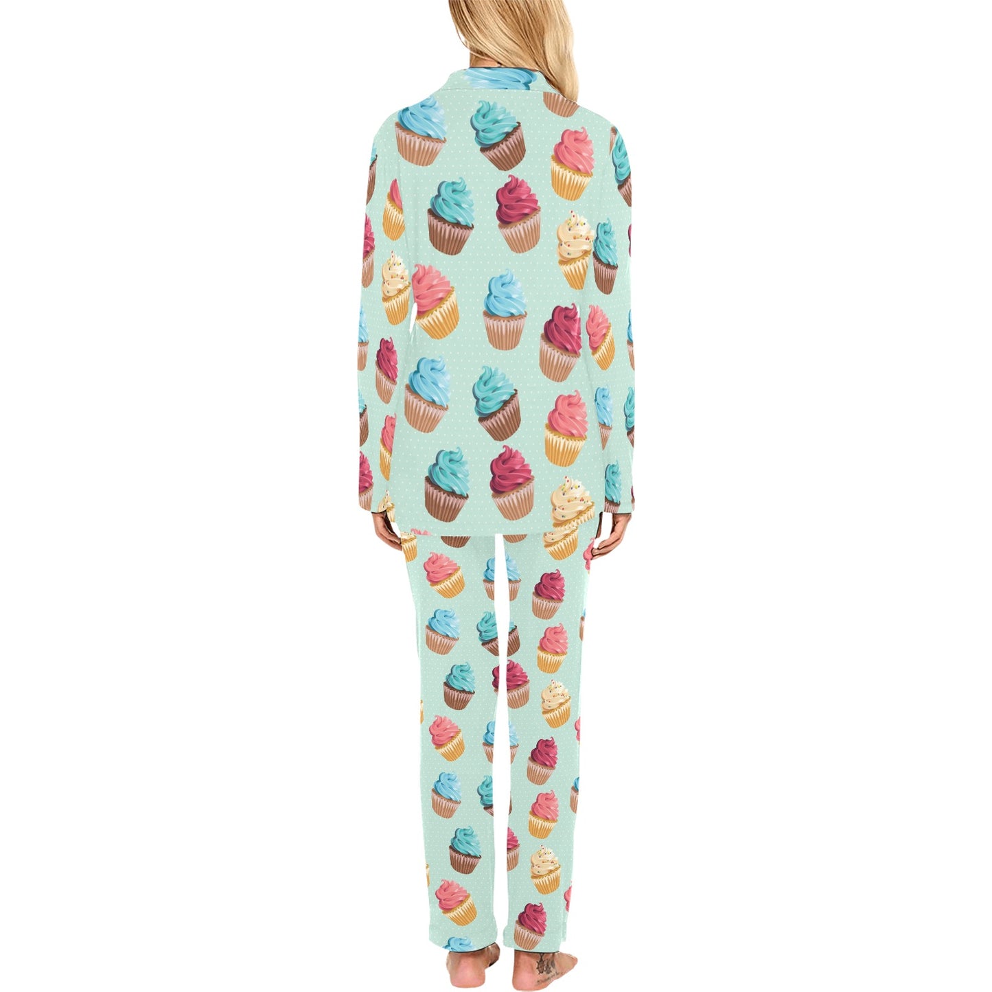 Cupcake Pattern Print Design 01 Women's Long Pajama Set