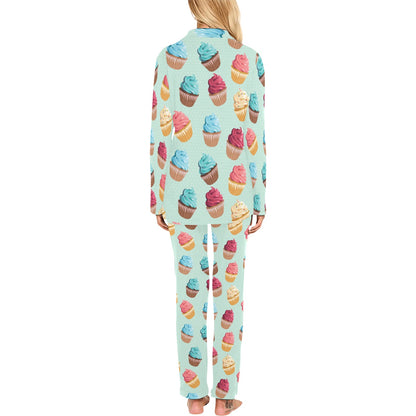 Cupcake Pattern Print Design 01 Women's Long Pajama Set