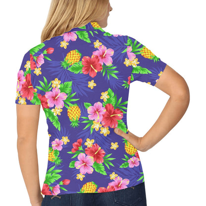 Hawaiian Themed Pattern Print Design H05 Women's Polo Shirt