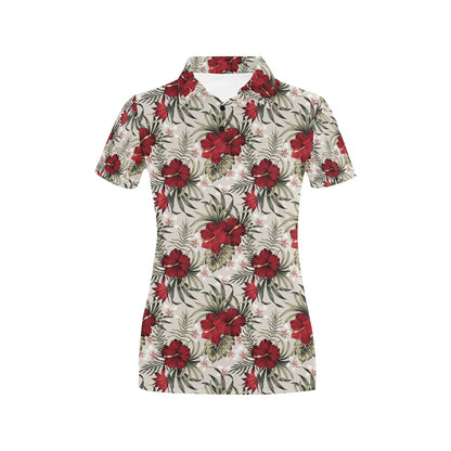 Hibiscus Print Design LKS3011 Women's Polo Shirt