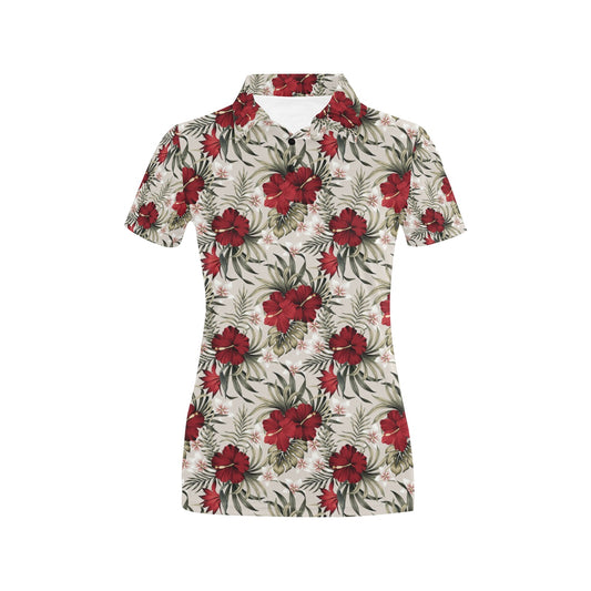 Hibiscus Print Design LKS3011 Women's Polo Shirt
