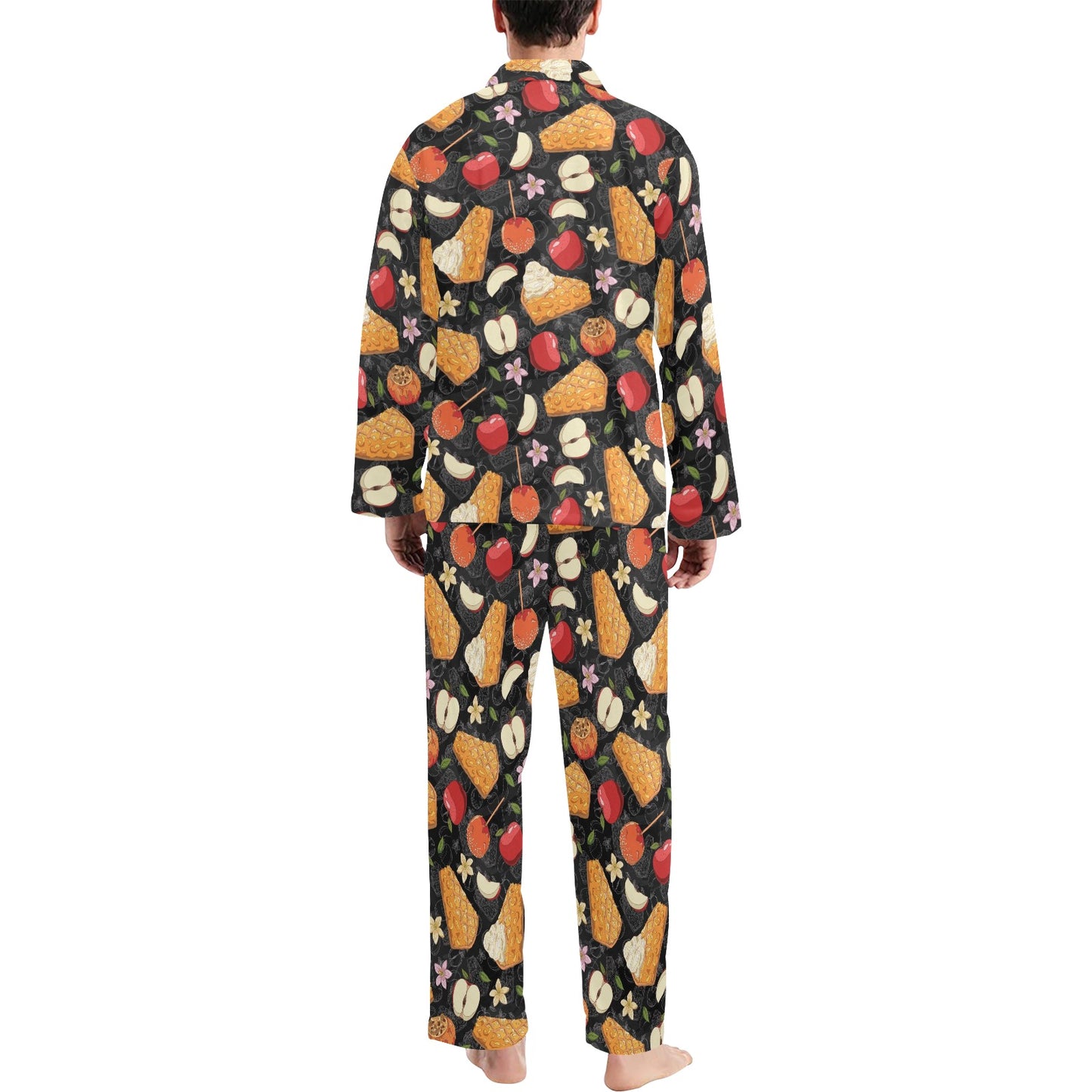 Apple Pie Pattern Print Design 01 Men's Long Pajama Set