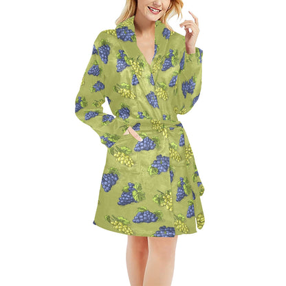 Grape Pattern Print Design GP08 Women's Fleece Robe