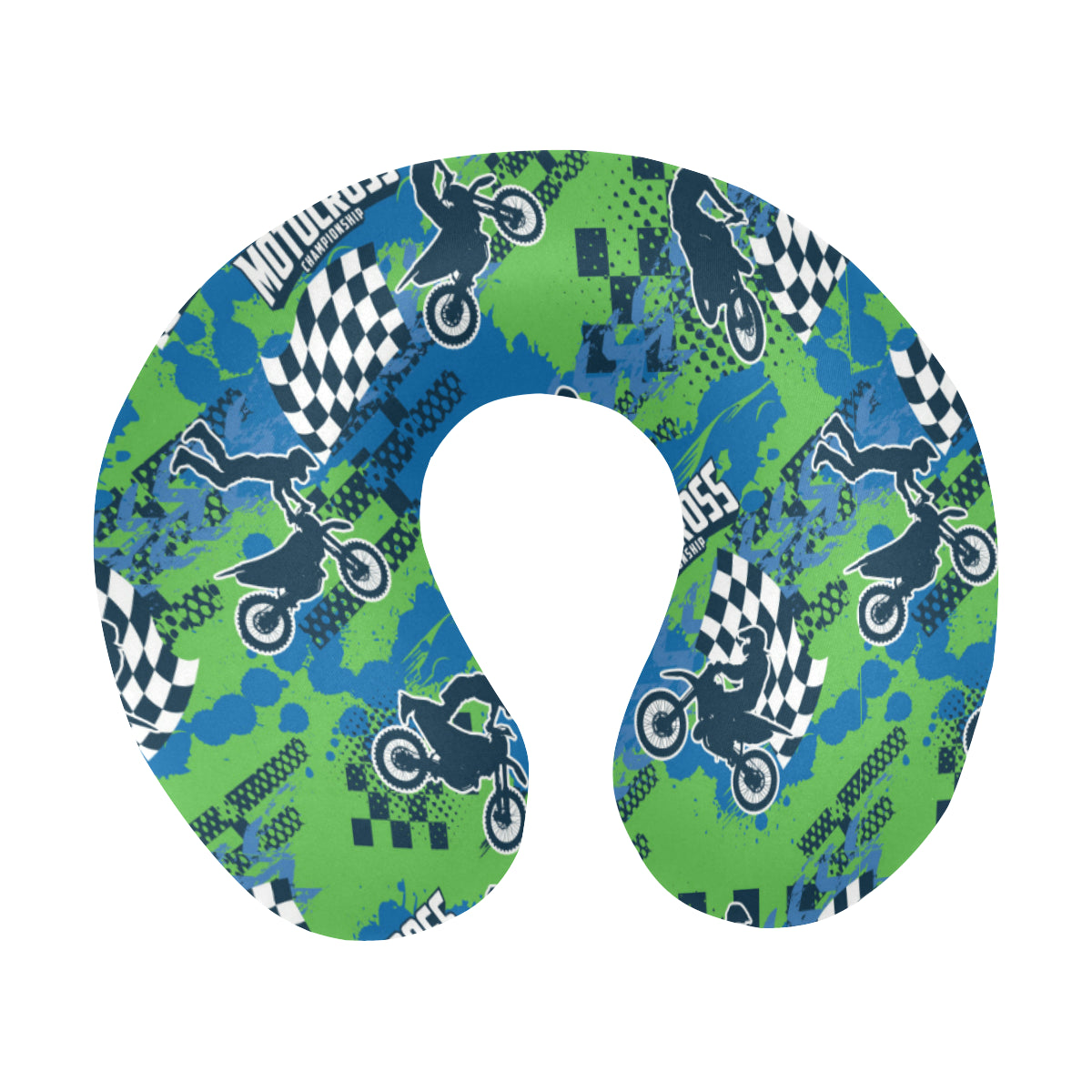 Motocross Pattern Print Design 04 U-Shaped Travel Neck Pillow