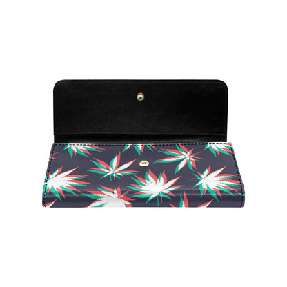 Pot Leaf Pattern Print Design A01 Women's Trifold Wallet