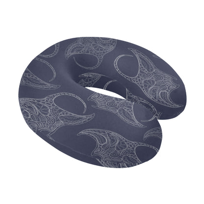 Manta Ray Pattern Print Design 01 U-Shaped Travel Neck Pillow
