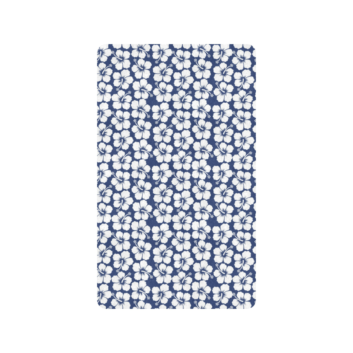 Hibiscus Blue Hawaiian Flower Pattern Rubber Doormat