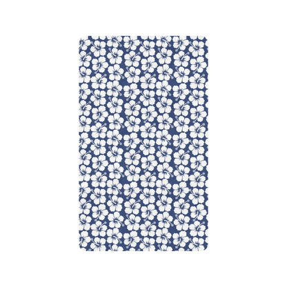 Hibiscus Blue Hawaiian Flower Pattern Rubber Doormat