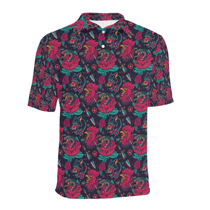 Old School Tattoo Print Men Polo Shirt