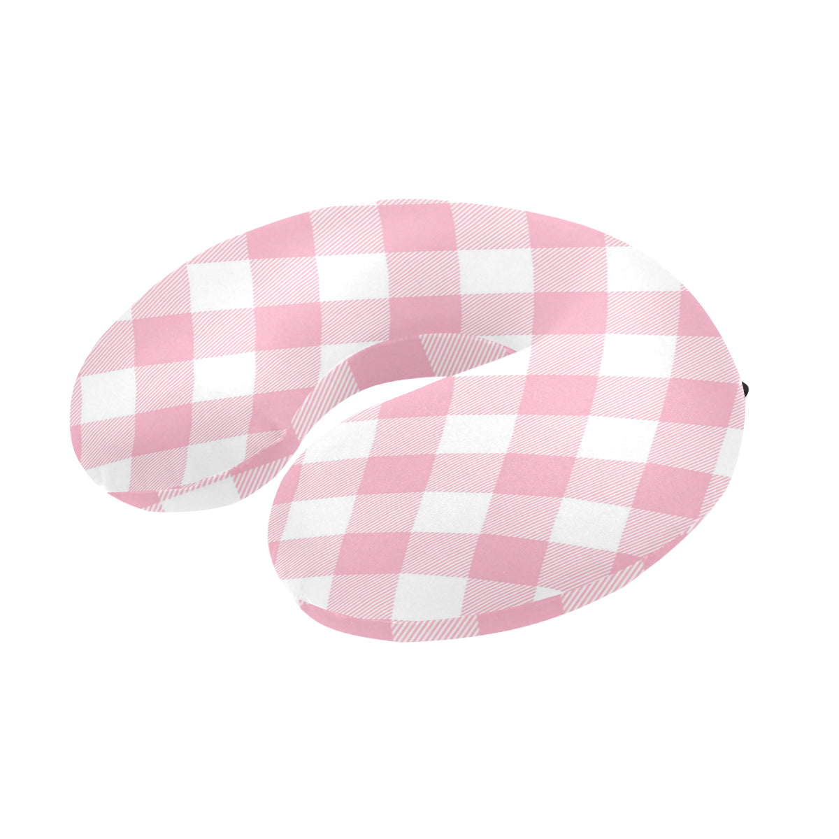 Gingham Pink Pattern Print Design 02 U-Shaped Travel Neck Pillow