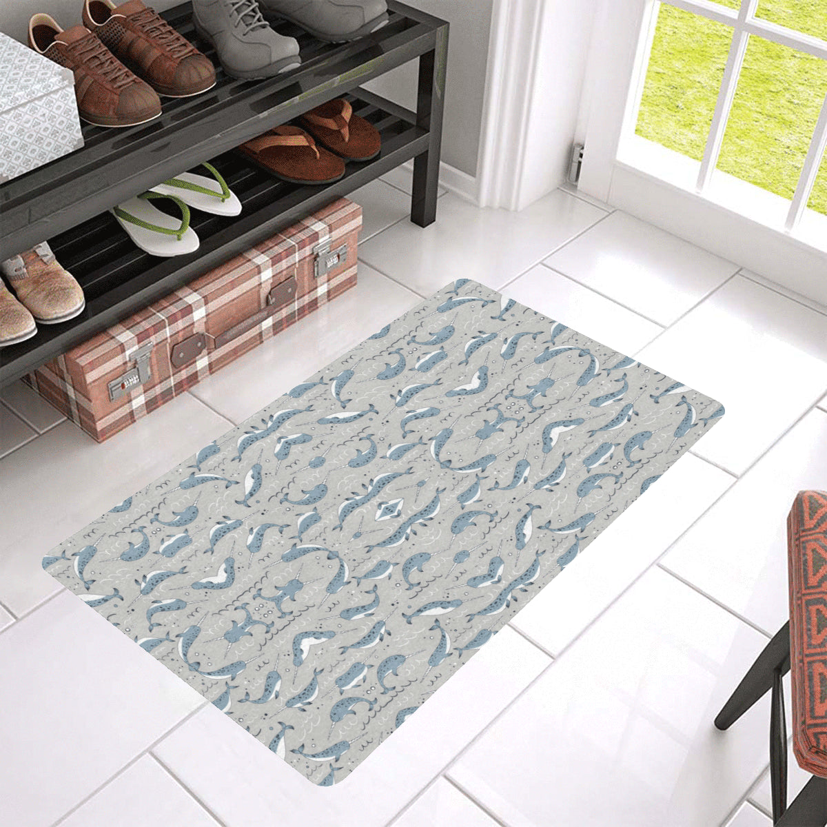 Narwhal Pattern Print Rubber Doormat