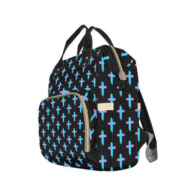 Christian Cross neon Pattern Diaper Bag Backpack