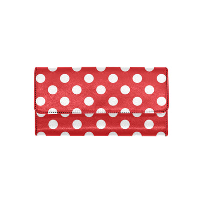 Polka Dot Red Pattern Print Design 04 Women's Trifold Wallet