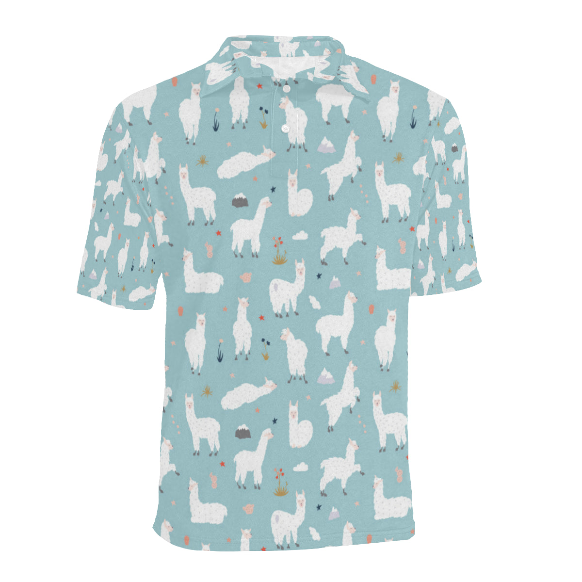 Alpaca Pattern Print Design 02 Men Polo Shirt