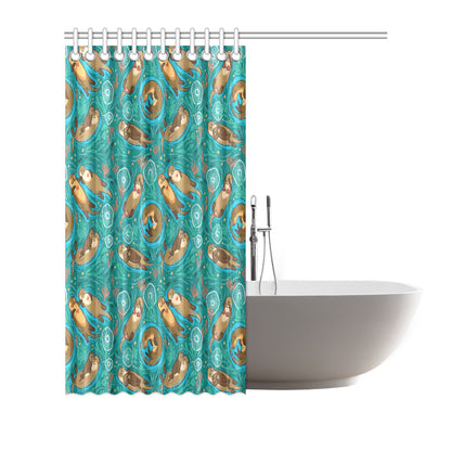 Sea Otter Pattern Print Design 01 Shower Curtain