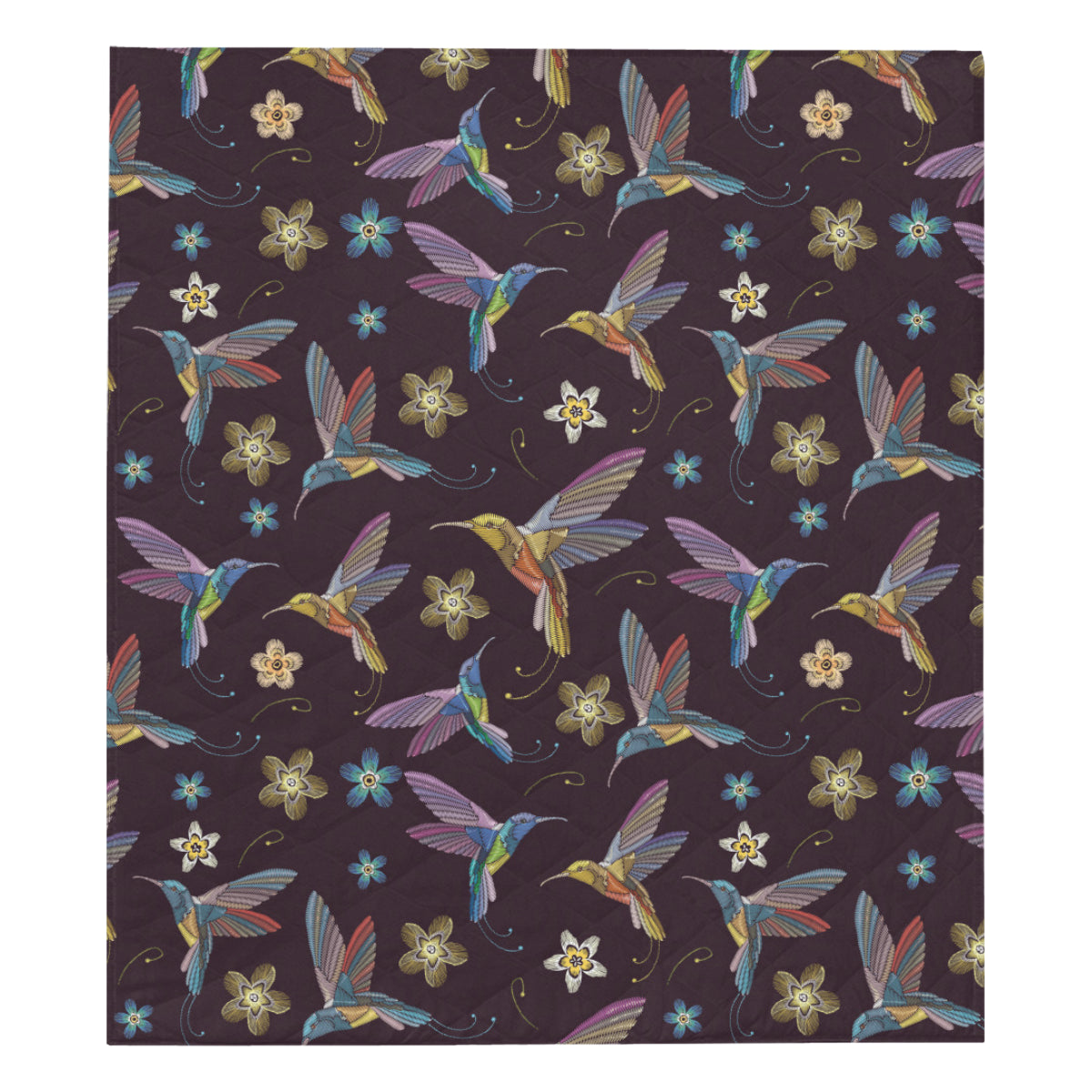 Hummingbird Pattern Print Design 04 Premium Quilt