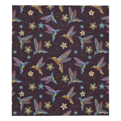 Hummingbird Pattern Print Design 04 Premium Quilt