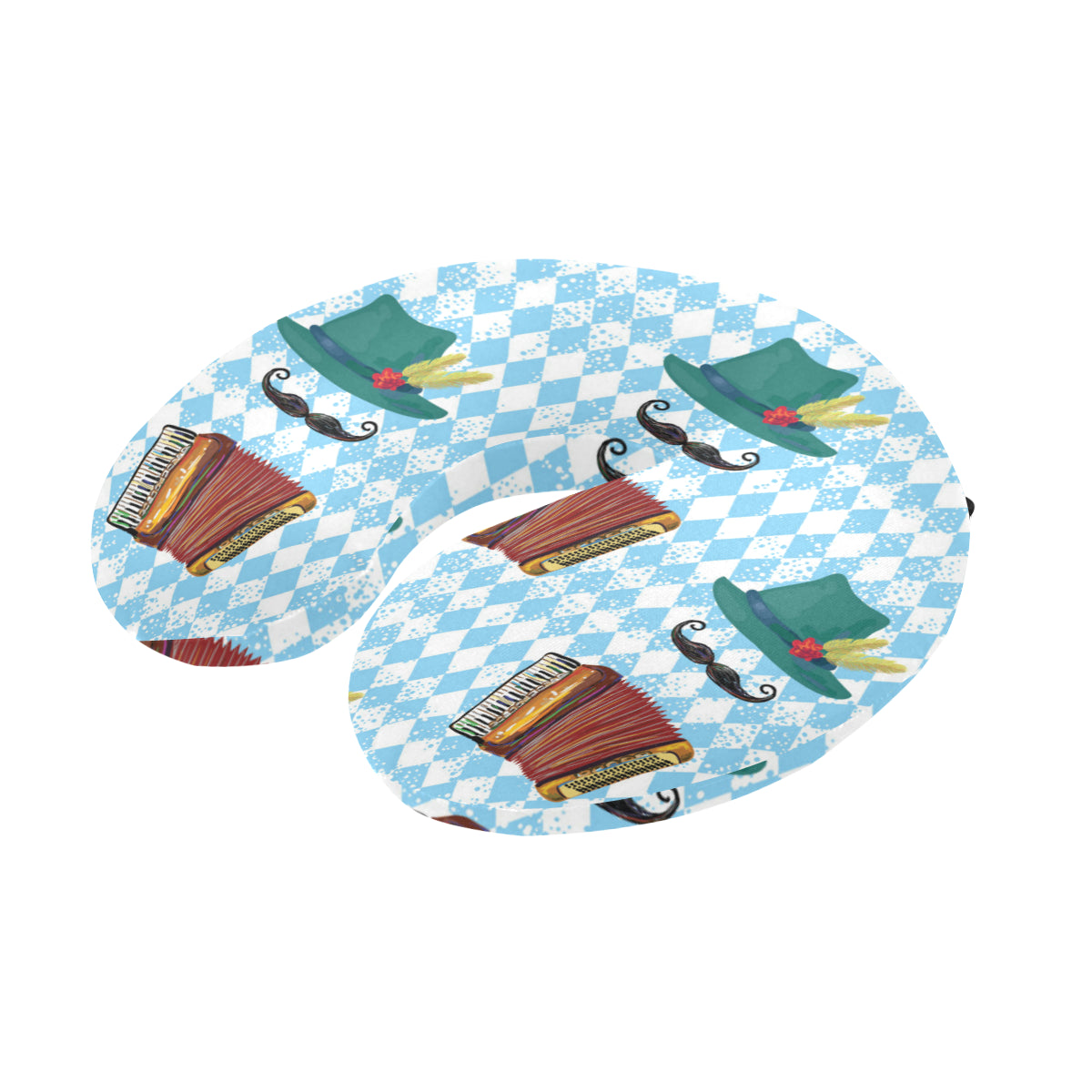 Accordion Mustache Pattern Print Design 01 U-Shaped Travel Neck Pillow