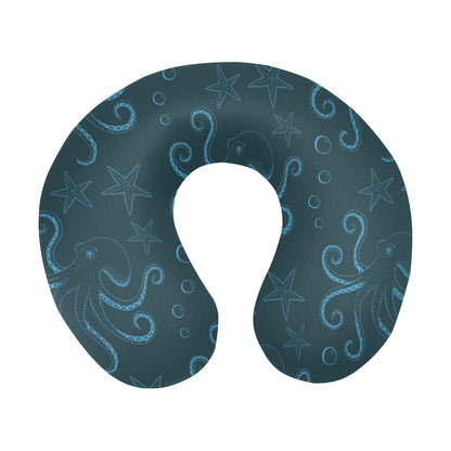 Octopus Pattern Print Design A05 U-Shaped Travel Neck Pillow