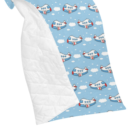 Airplane Cartoon Pattern Print Design 07 Premium Quilt