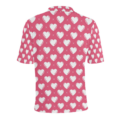 Heart Pattern Print Design HE07 Men Polo Shirt