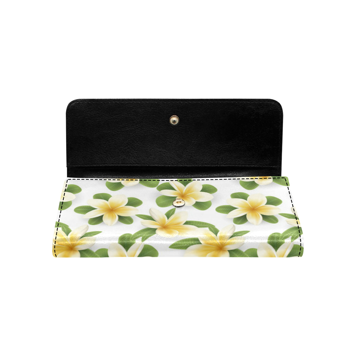 Yellow Plumeria Pattern Print Design PM012 Women's Trifold Wallet