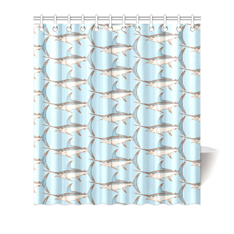 Swordfish Pattern Print Design 01 Shower Curtain