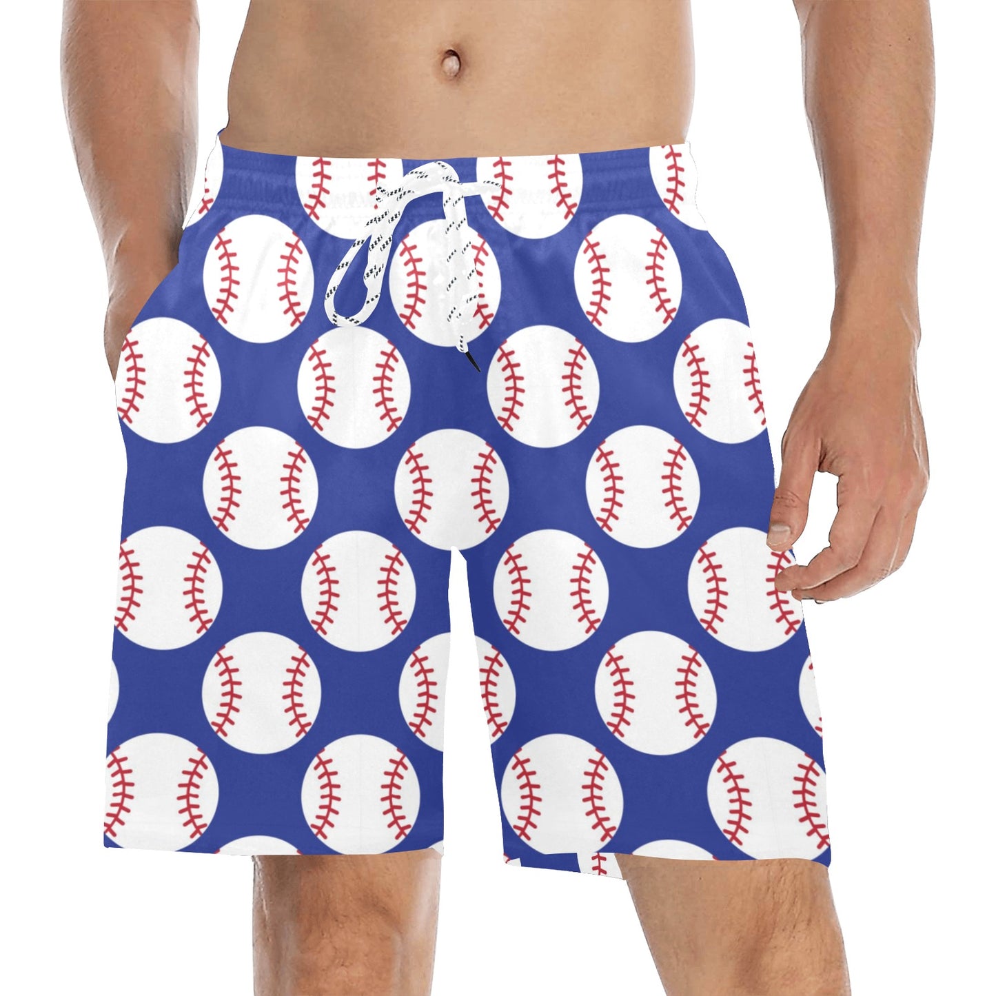 Baseball Blue Background Men's Swim Trunks Beach Shorts