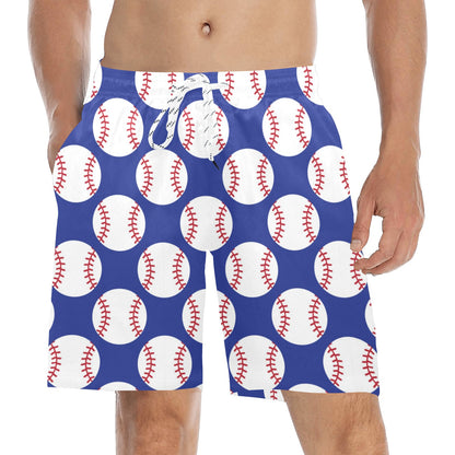 Baseball Blue Background Men's Swim Trunks Beach Shorts