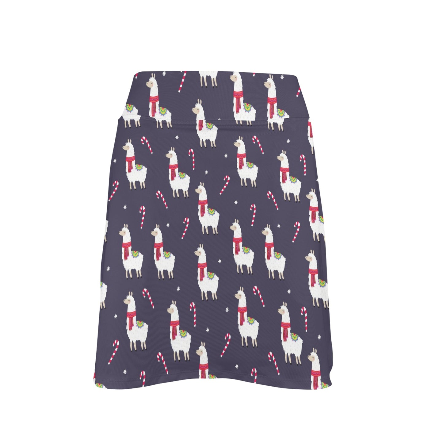 Llama with Candy Cane Themed Print 17" Golf & Pickleball Skort with Pockets