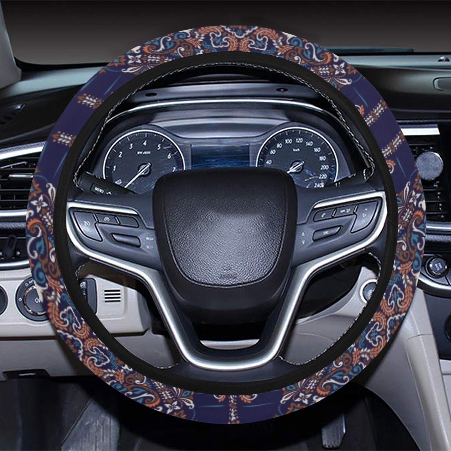 Bandana Print Design LKS3012 Steering Wheel Cover with Elastic Edge