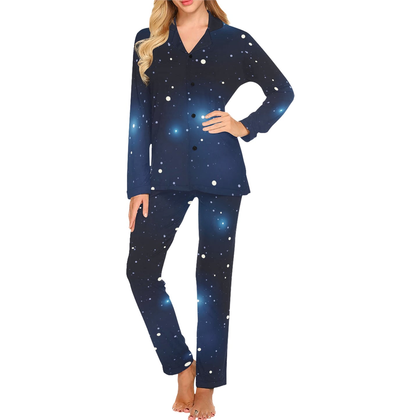Night sky Pattern Print Design A01 Women's Long Pajama Set