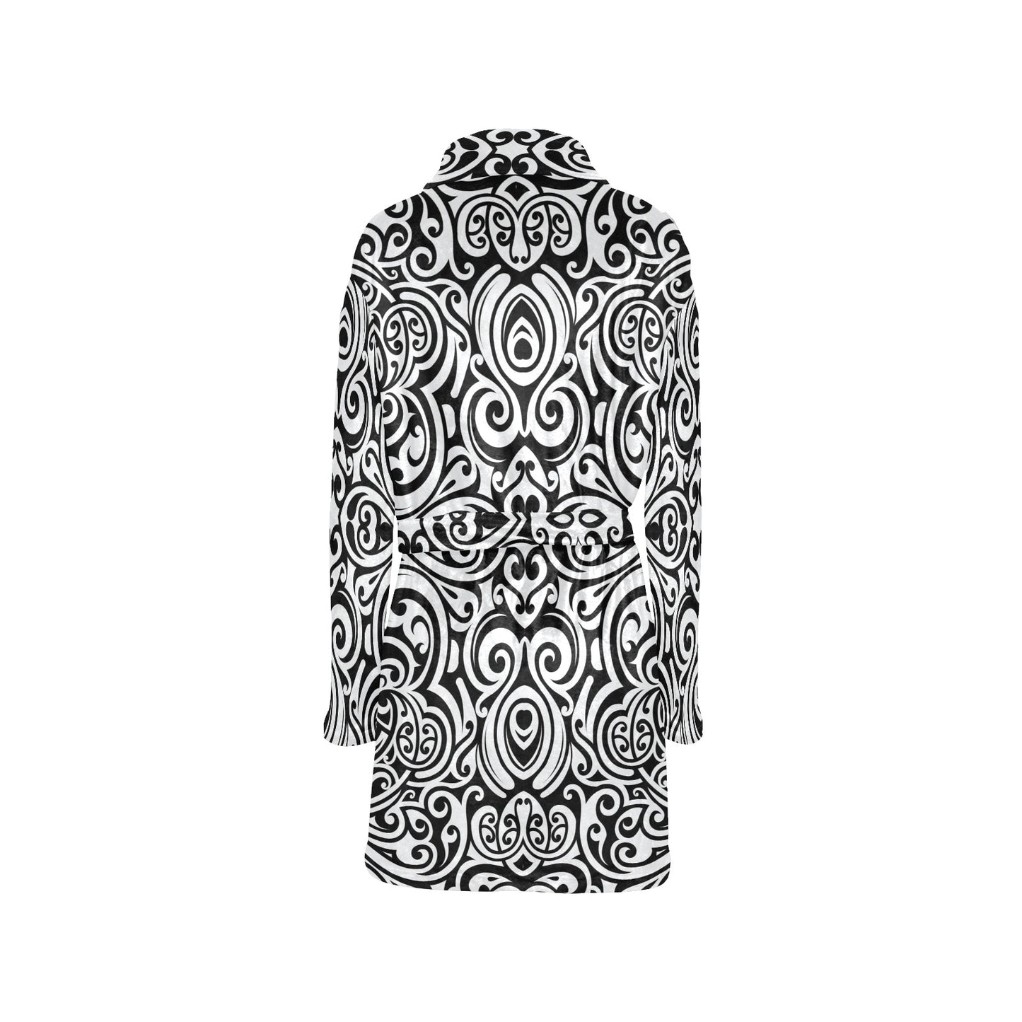 Polynesian Tattoo Pattern Women's Fleece Robe