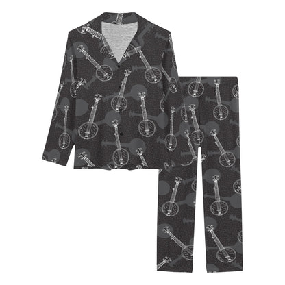Banjo Pattern Print Design 03 Women's Long Pajama Set