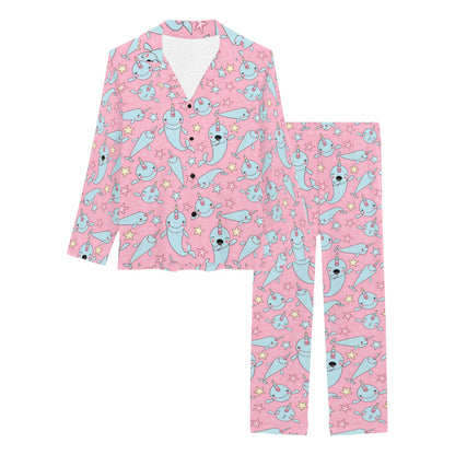 Narwhal Cartoon Cute Print Women's Long Pajama Set