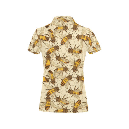 Bee Pattern Print Design BEE05 Women's Polo Shirt