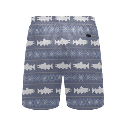 Salmon Fish Knit Style Print Design LKS304 Men's Swim Trunks Beach Shorts
