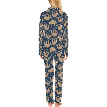 Sloth Print Design LKS307 Women's Long Pajama Set