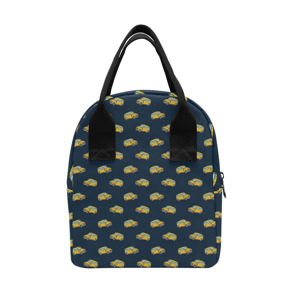 School Bus Print Design LKS302 Insulated Lunch Bag