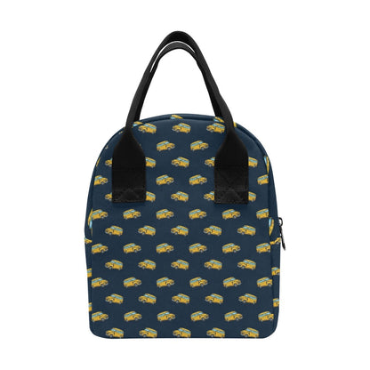 School Bus Print Design LKS302 Insulated Lunch Bag