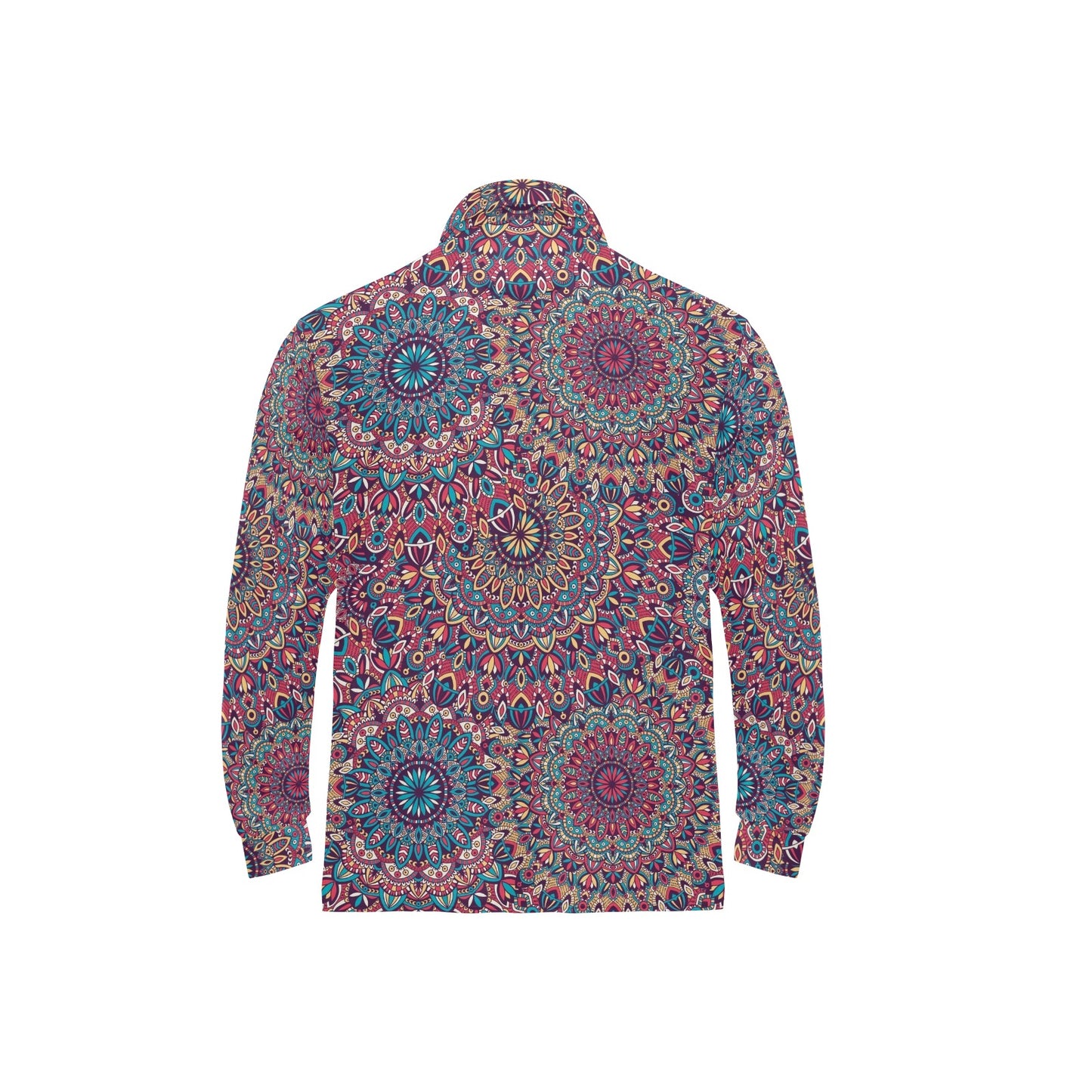 Boho Pattern Print Design 05 Long Sleeve Polo Shirt For Men's