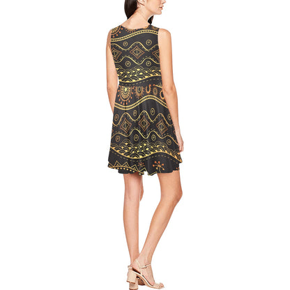 Gold African Design Sleeveless Dress