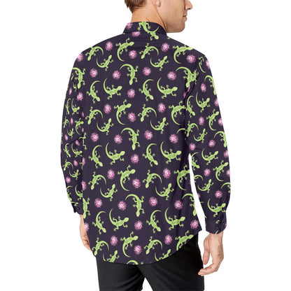 lizard Print Design LKS402 Men's Long Sleeve Dress Shirt
