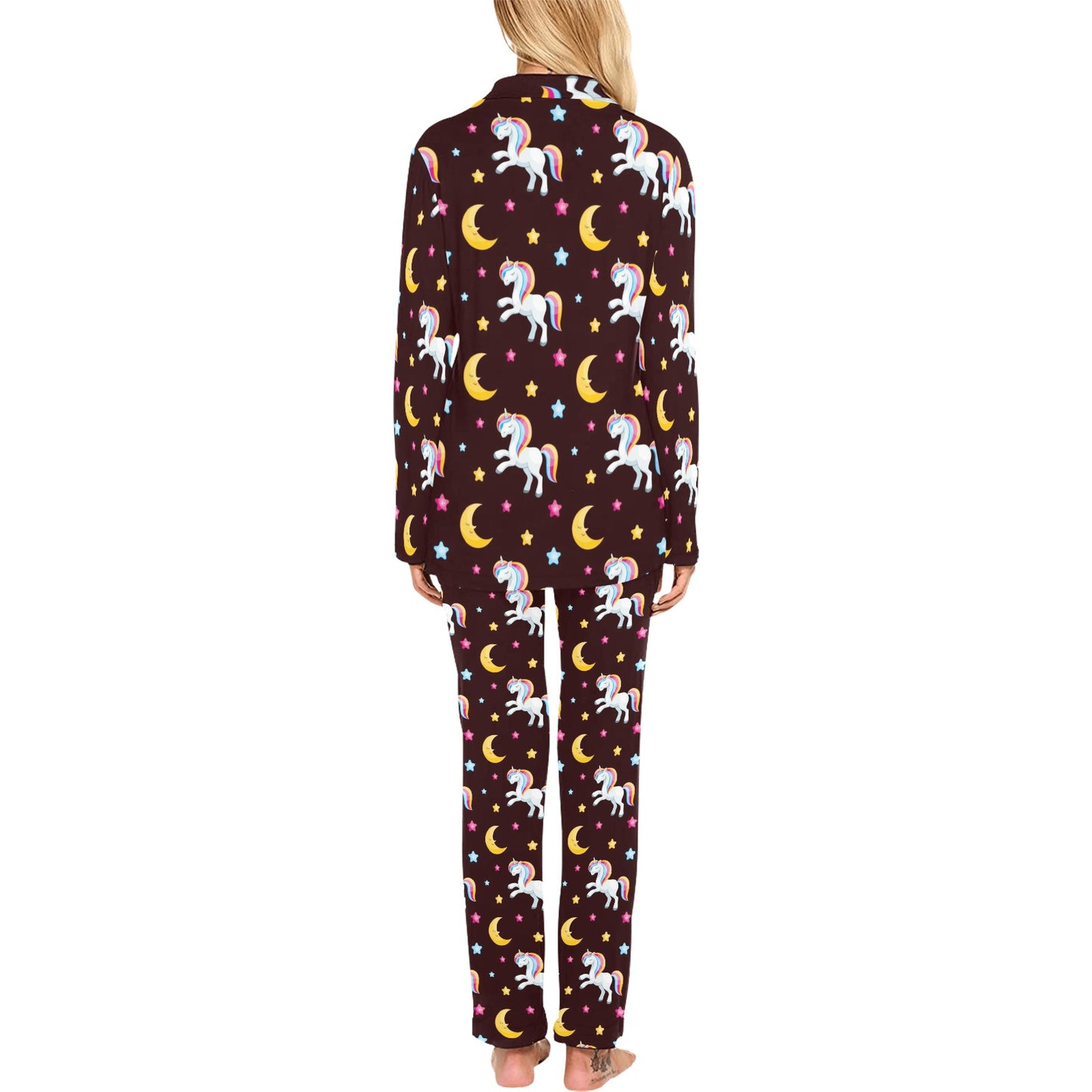Unicorn Moon Star Women's Long Pajama Set