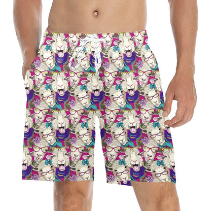 Sheep Print Design LKS403 Men's Swim Trunks Beach Shorts