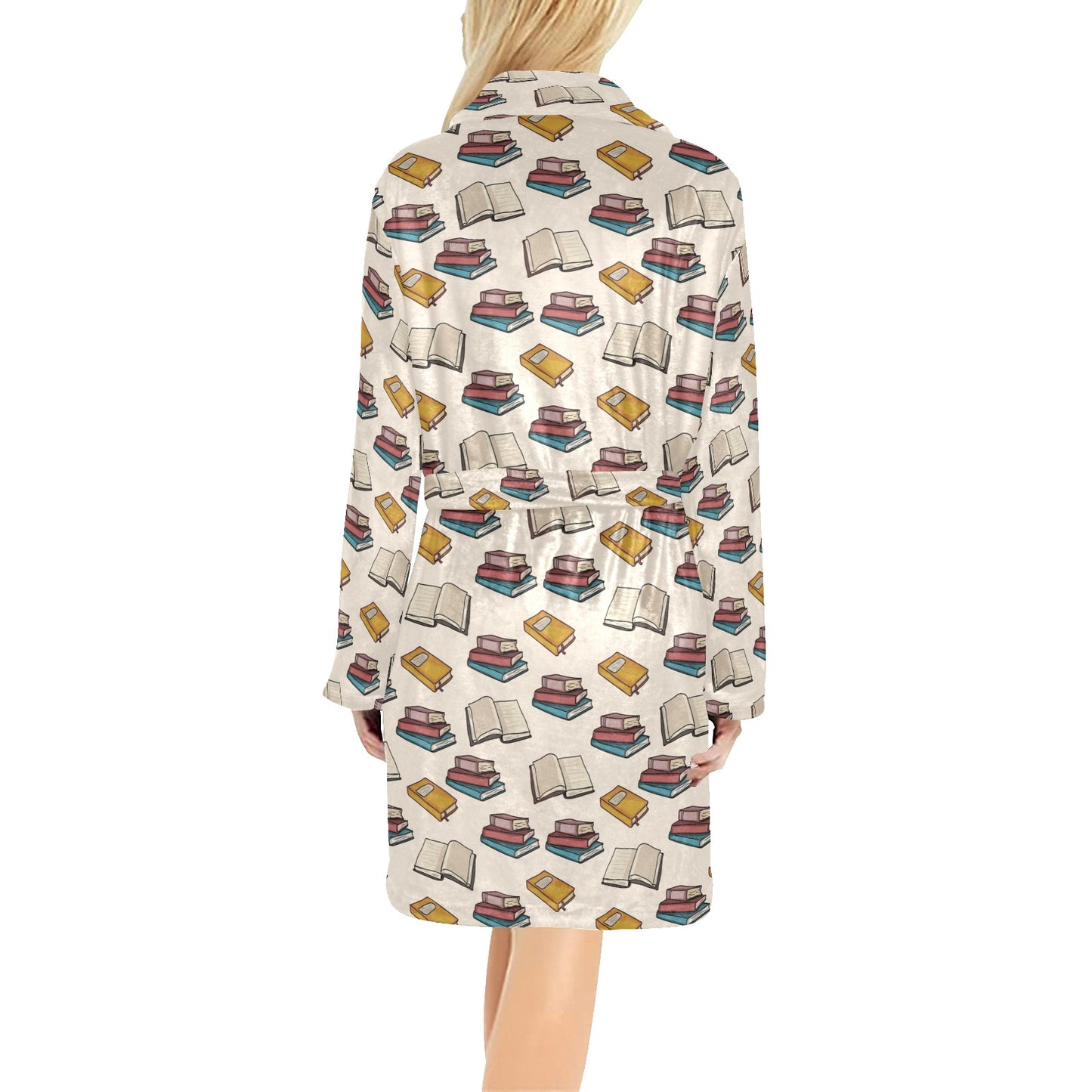 Book Pattern Print Design 04 Women's Fleece Robe