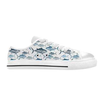 Tuna Fish Print Design LKS303 Women's White Low Top Shoes