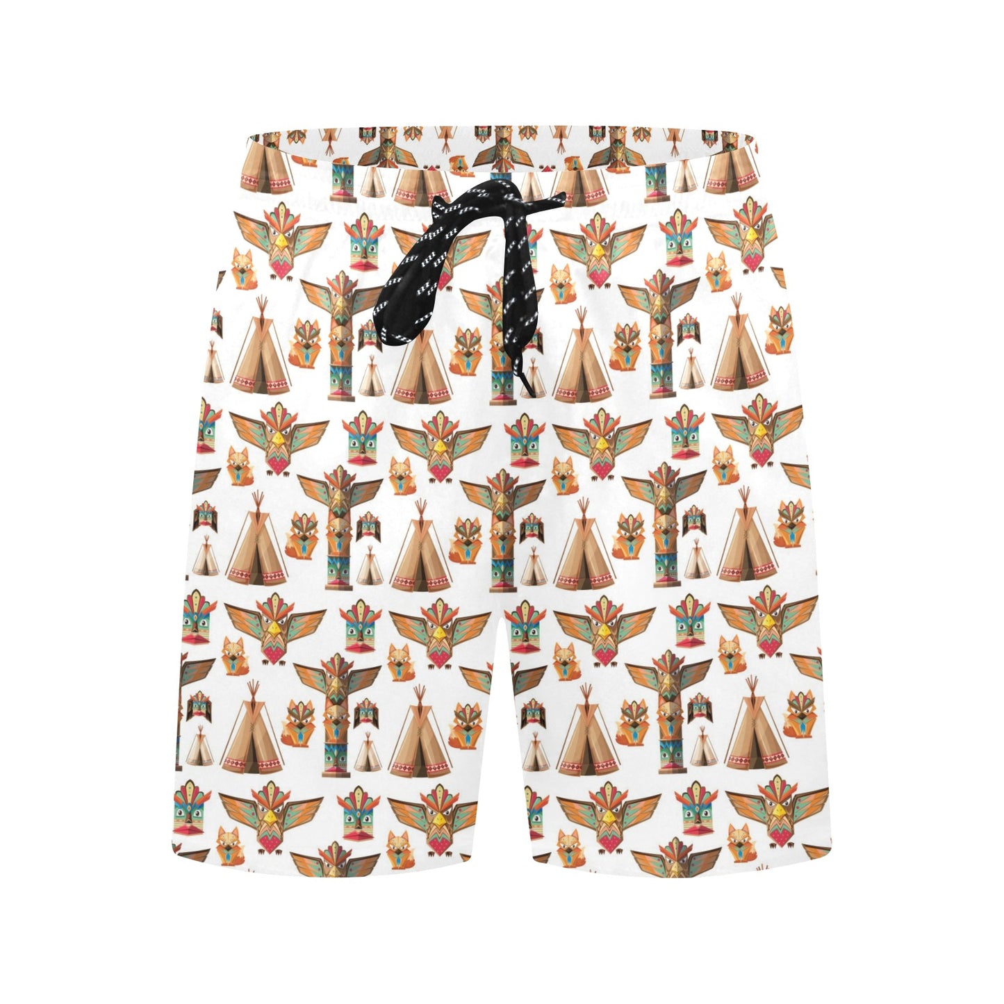 Totem Native Print Design LKS303 Men's Swim Trunks Beach Shorts
