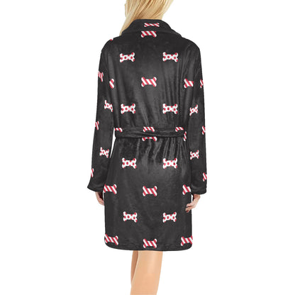 Dog Bone Pattern Print Design 04 Women's Fleece Robe