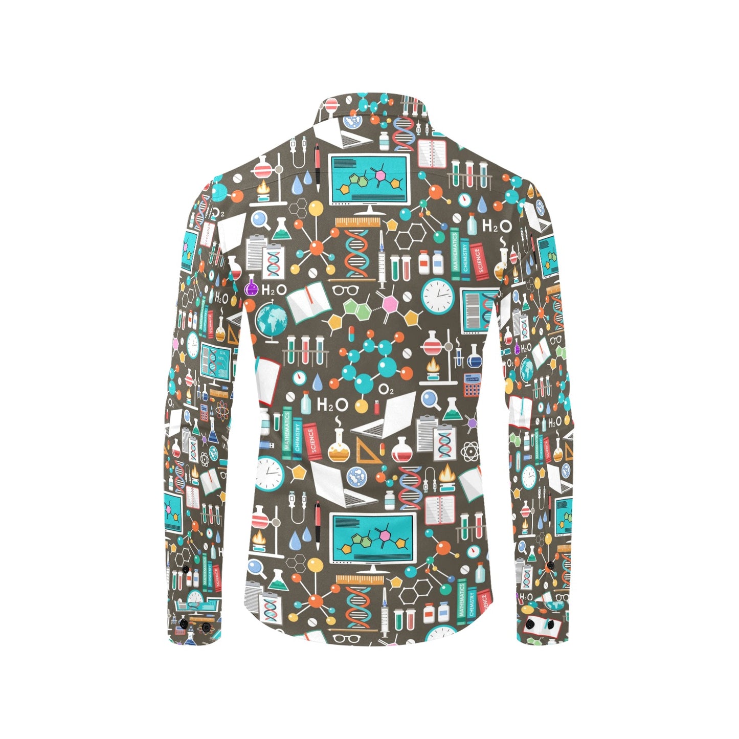 Science Print Design LKS303 Men's Long Sleeve Dress Shirt